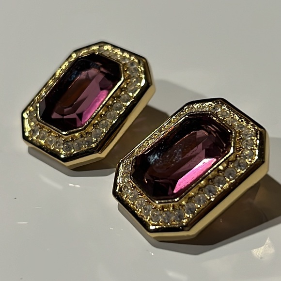 Dior vintage Clip on Earrings Crystal BEAUTIFUL - Picture 10 of 13